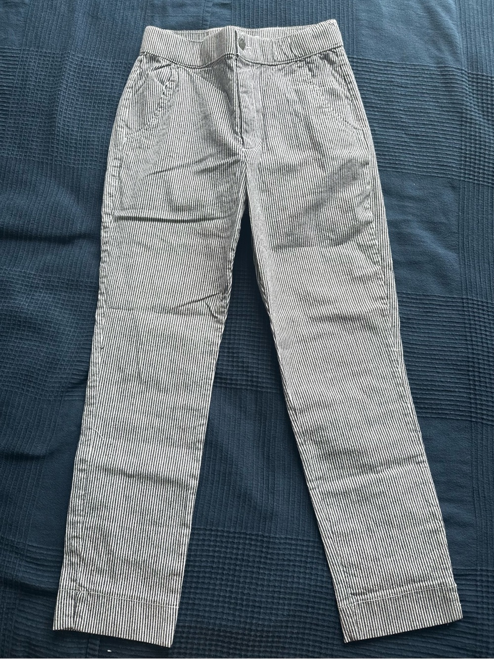Hollister Grey-Striped Stretch Crop Taper Pant